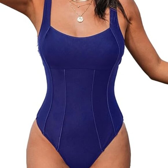 Cupshe  Blue Moderate Tummy Control One Piece Size Small - Picture 2 of 10